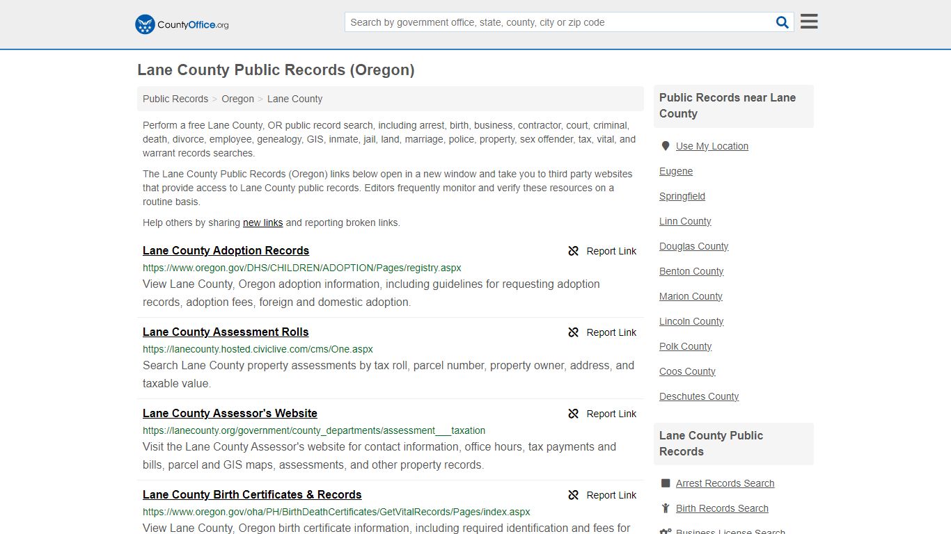 Lane County Public Records (Oregon) - County Office